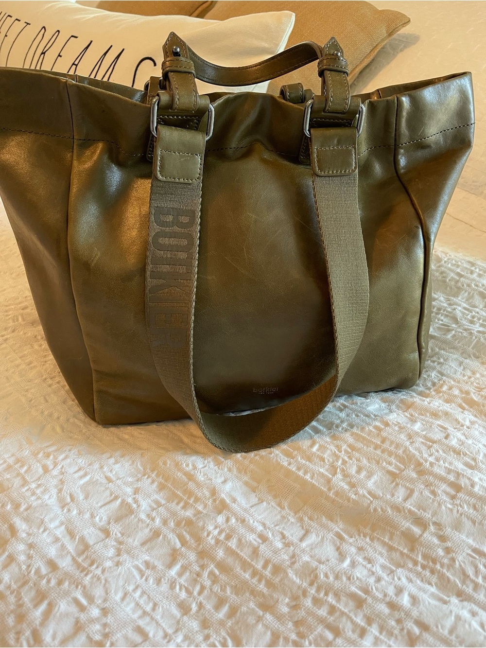 BOTKIER Bedford Tote Satchel Leather Bag Truffle Green Brown Purse Handbag - Picture 2 of 8